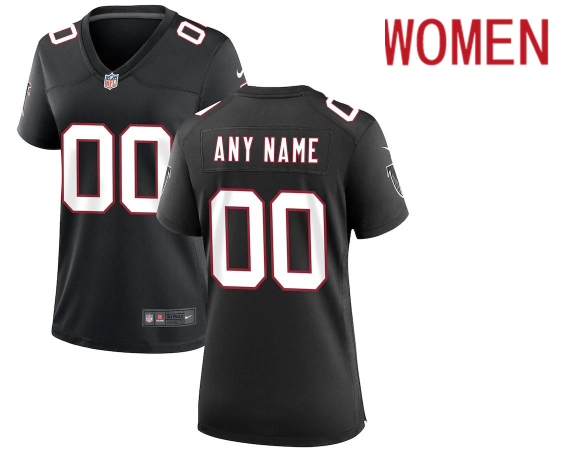 Women Atlanta Falcons Nike Black Throwback Custom Game NFL Jersey->women nfl jersey->Women Jersey